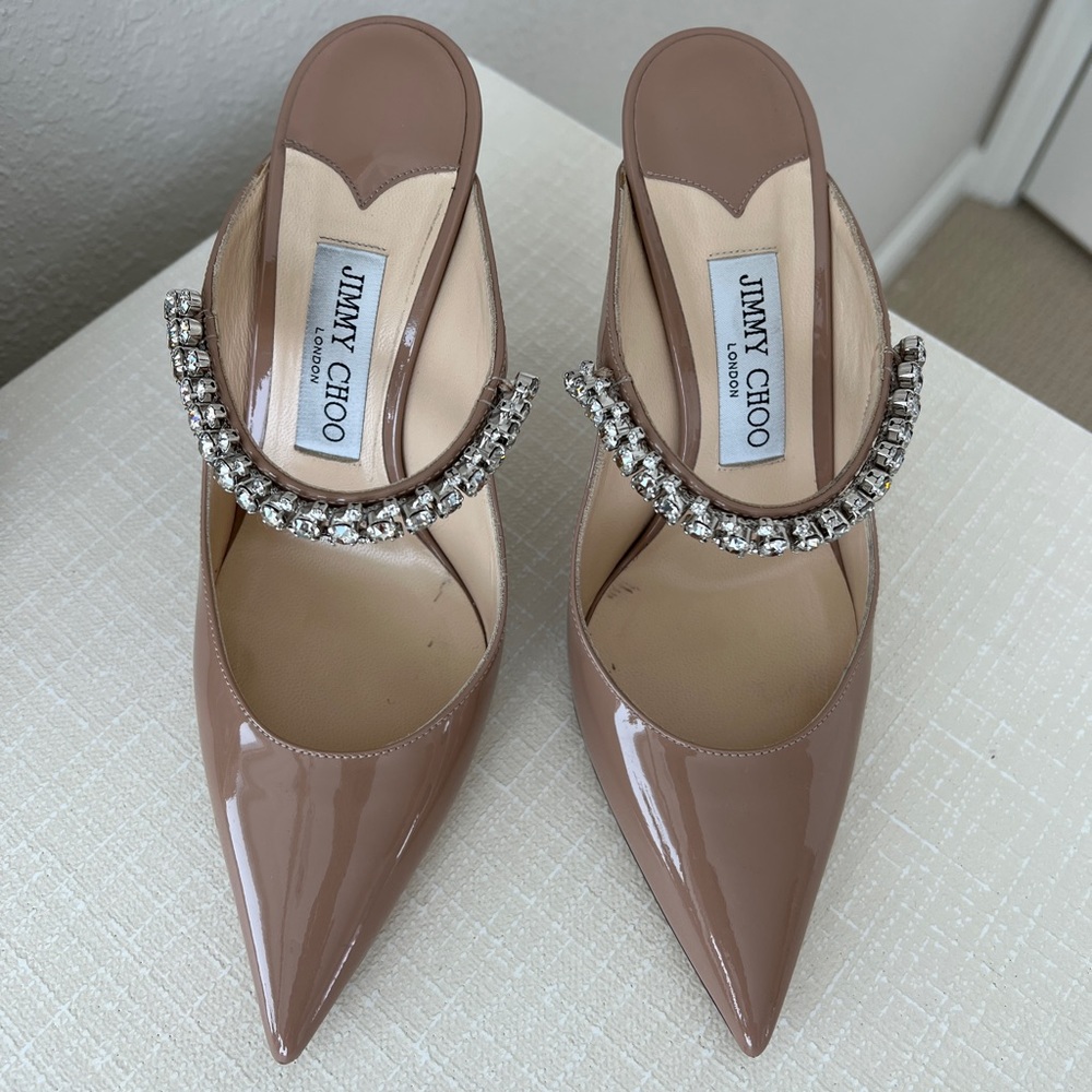 Jimmy Choo Bing Patent Jeweled Mule
